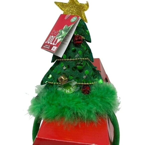 Christmas Tree Light Up Holiday Sequin Headband Novelty Photos Party NWT - Picture 2 of 5